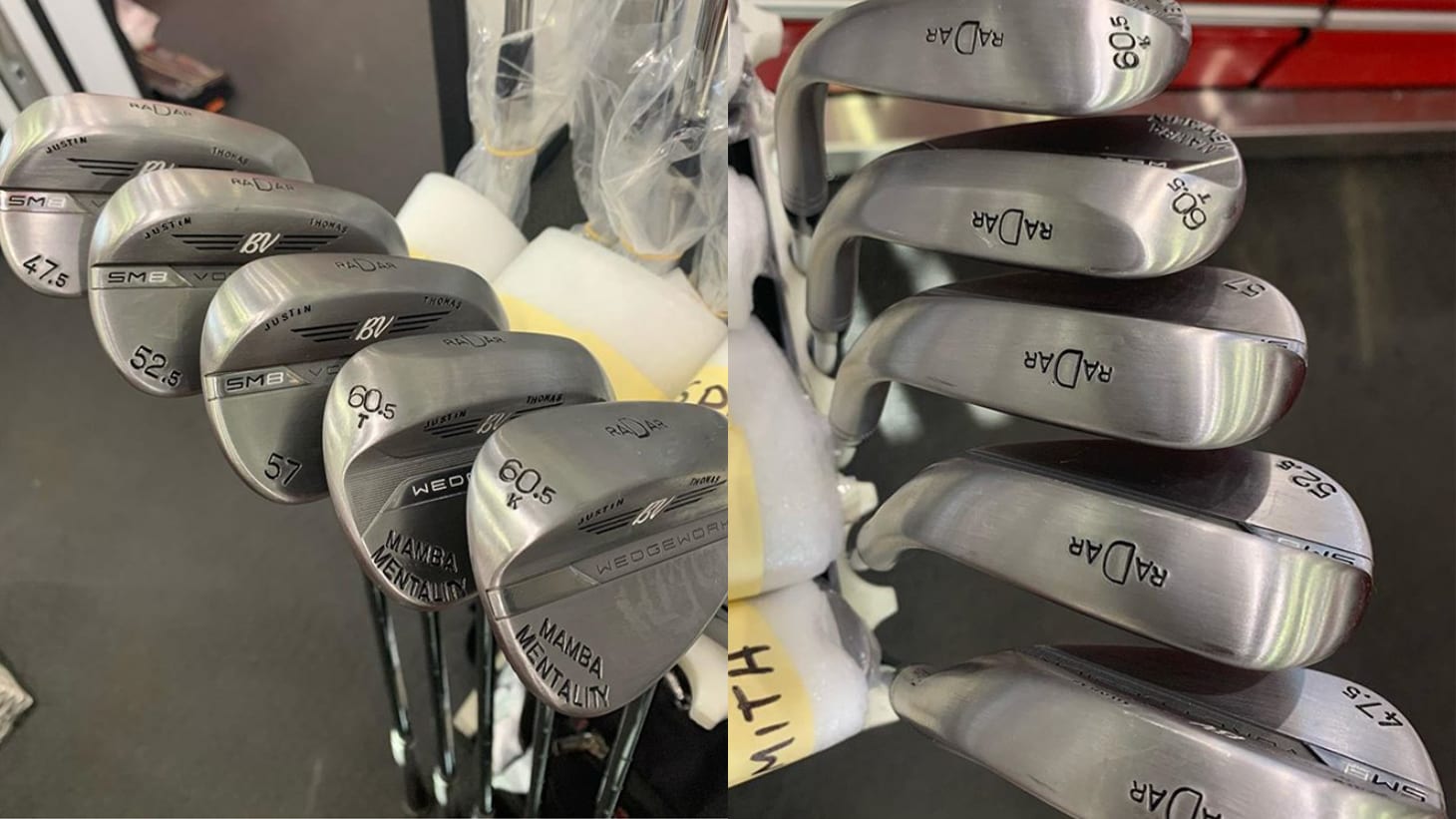 Justin Thomas: SM8 46.10F set at 47.5°, 52.12F set...