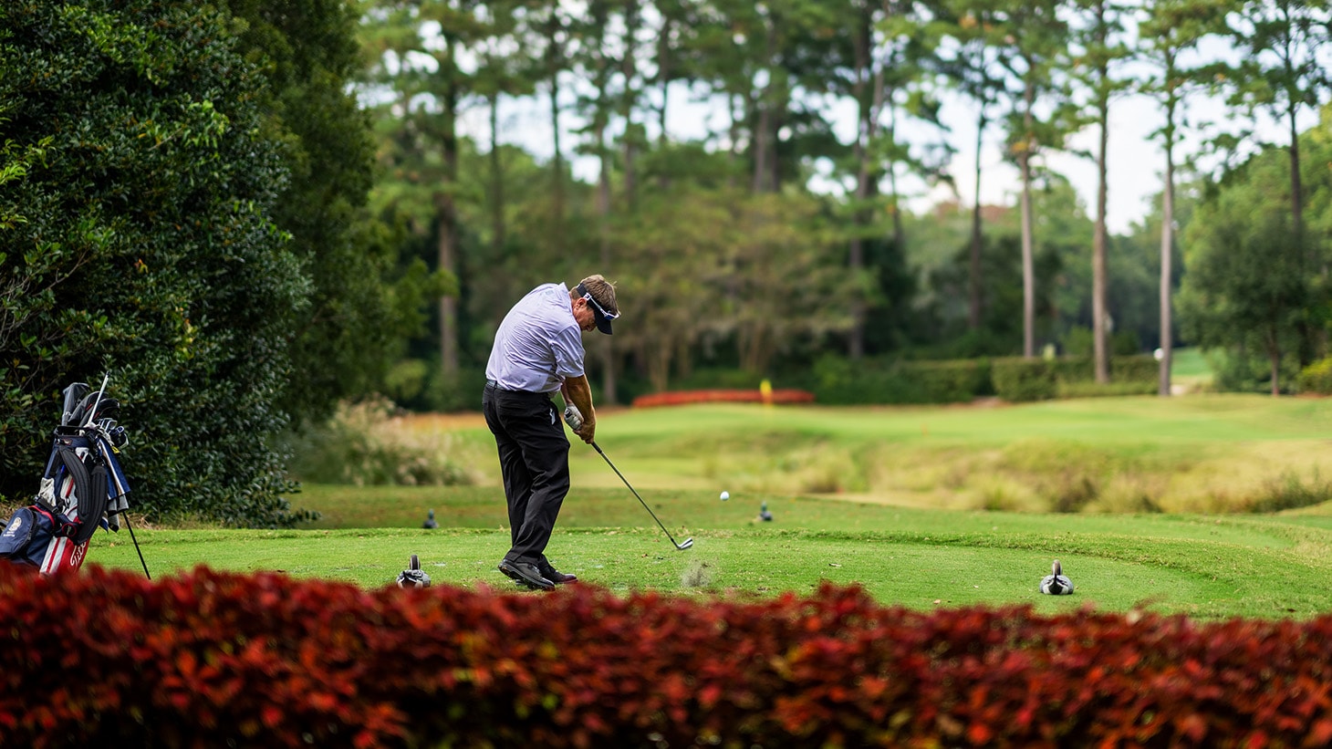 Marc takes dead aim on a par-3. &quot;It was a...