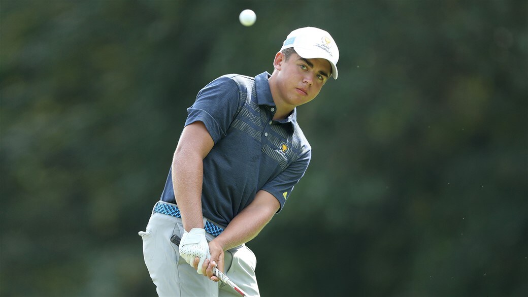 Garrick Higgo chips his Pro V1 golf ball during action on the Sunshine Tour's Sun City Challenge