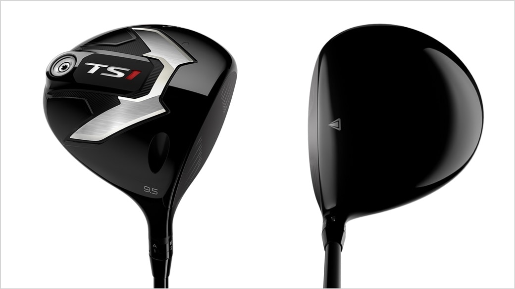 Side by side photo showing the sole and address view of the new Titleist TS1 driver