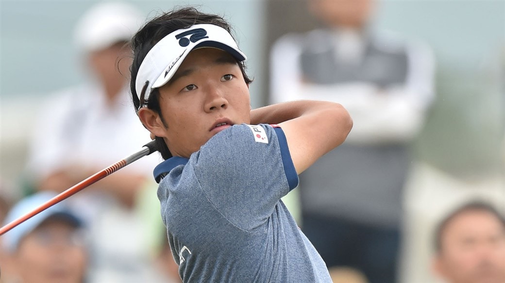 Yosuke Asaji tees off during action at the 2019 Asia-Pacific Diamond Cup