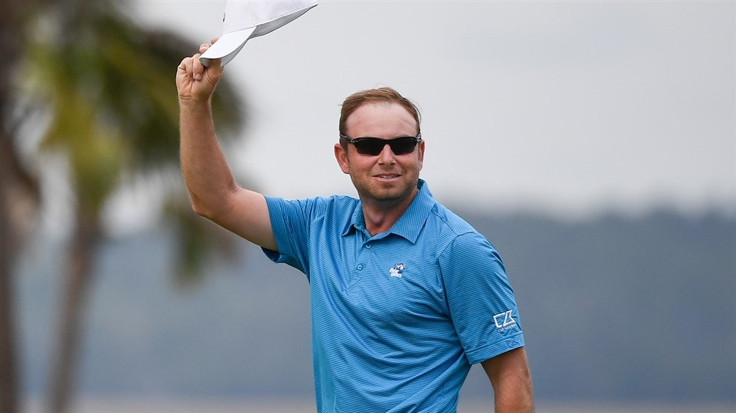  Titleist player Dan McCarthy salutes the crowd after winning the 2019 Savannah Golf Championship