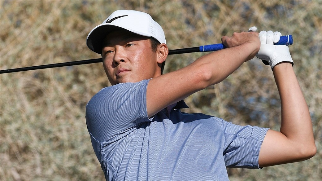 Lorens Chan tees off with his Pro V1 golf ball during action at the 2019 HFX Pro-Am