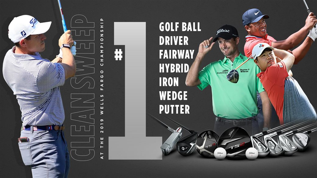 Titleist graphic communicating the fact that Titleist is the equipment brand of choice among players in every major equipment category at the 2019 Wells Fargo Championship