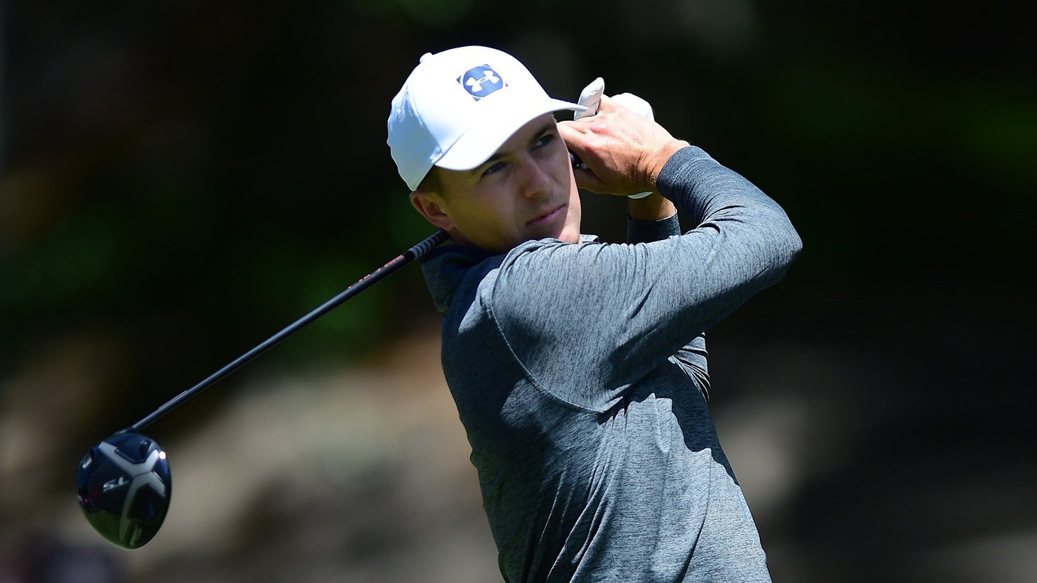 Jordan Spieth tees off with his Titleist TS3 driver during action at the 2019 AT&T Byron Nelson