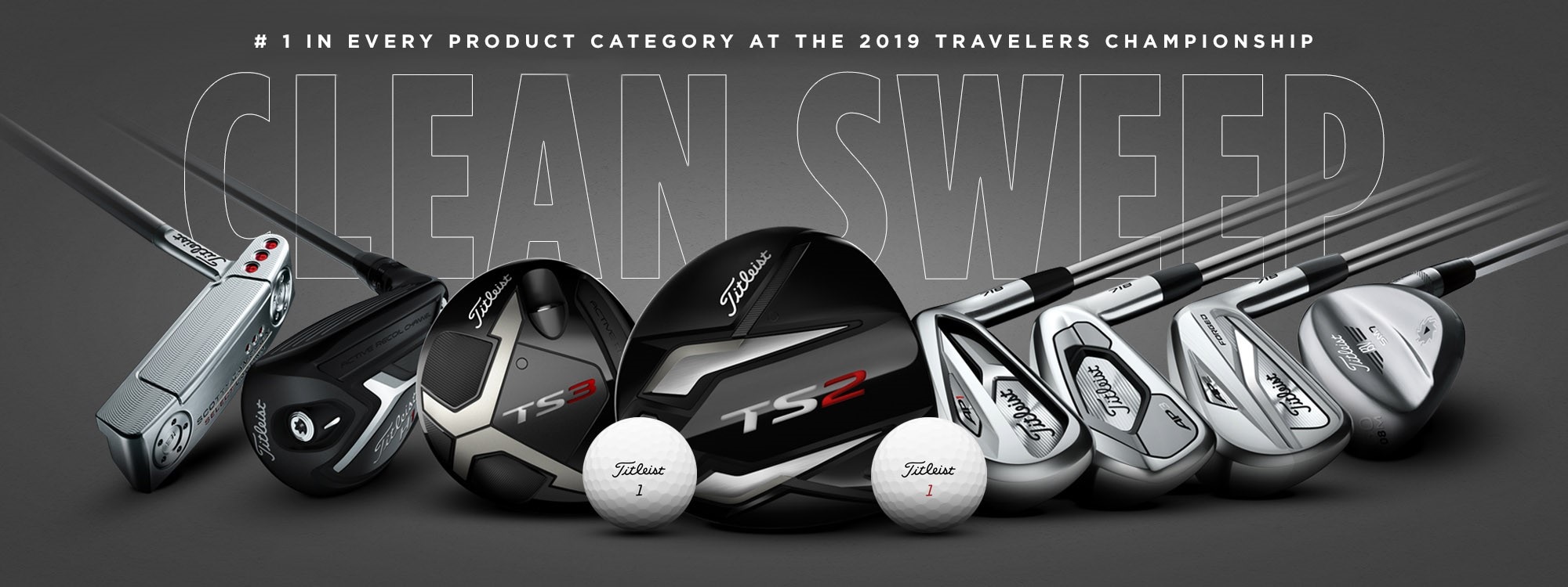 Graphic showing that Titleist was the top choice among players in every major golf equipment category at the 2019 Travelers Championship