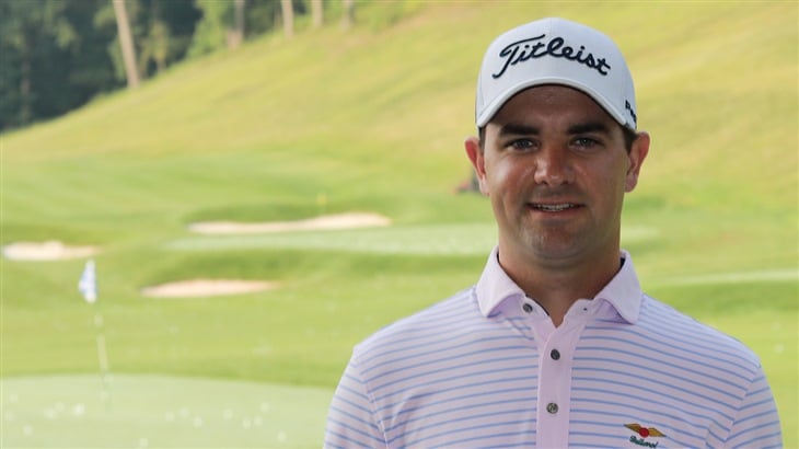 Titleist staff instructor Matt Barr on teh practice tee at Baltusrol Golf Club